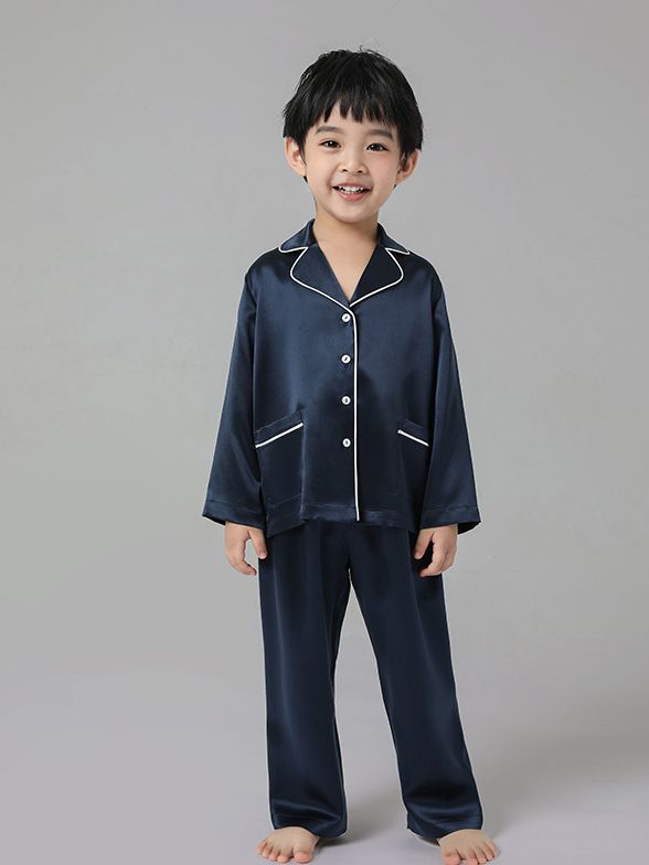 19 Momme Kids Silk Pajamas Set Boys and Girls Silk PJs